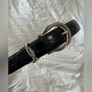 Brighton Black Leather Belt Silver Women’s Size 30 | Medium